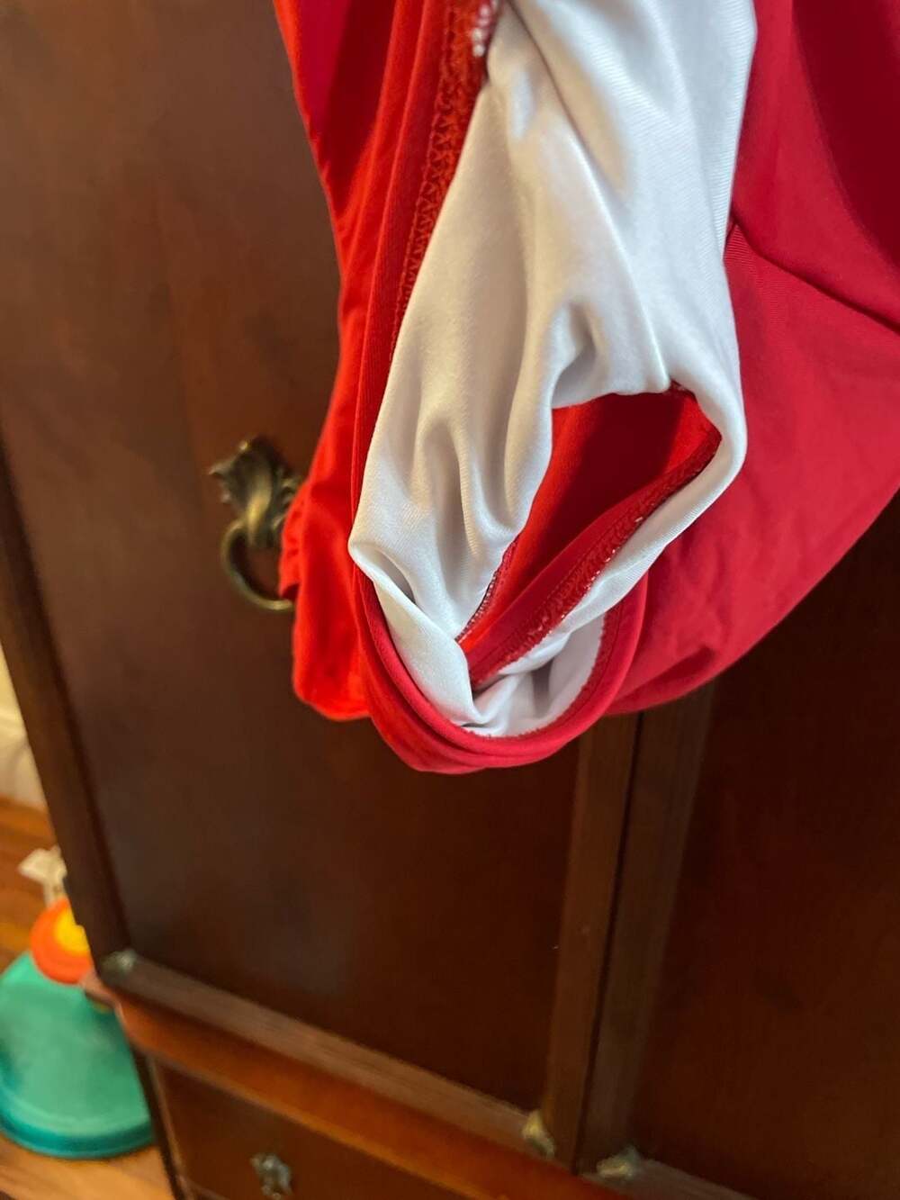 Michael Kors Red Wrap One-Piece Swimsuit with Gold MK Logo, Size 14 - Picture 5 of 7